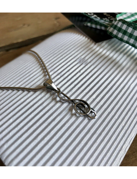 Treble Clef Silver Necklace