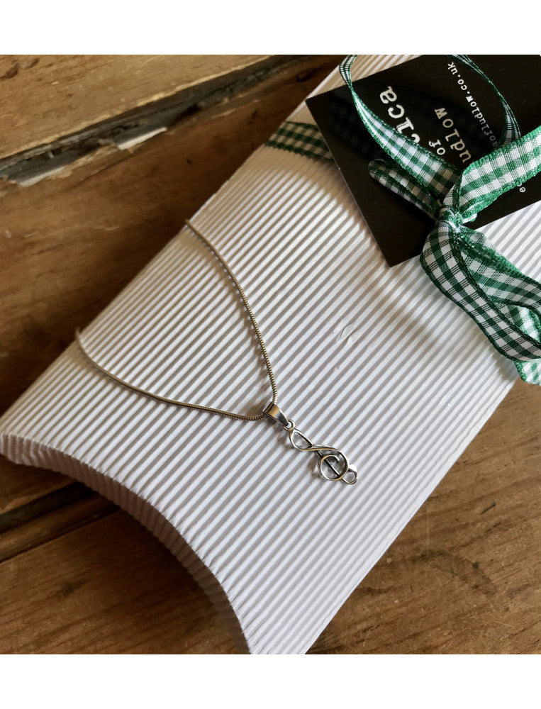 Treble Clef Silver Necklace