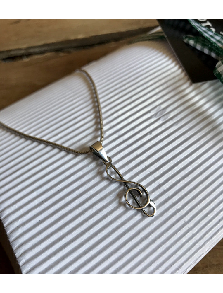 Treble Clef Silver Necklace