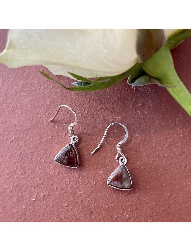 Triangle Ammolite & Silver Earrings