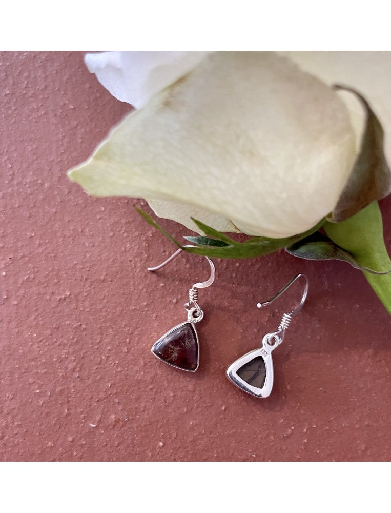 Triangle Ammolite & Silver Earrings