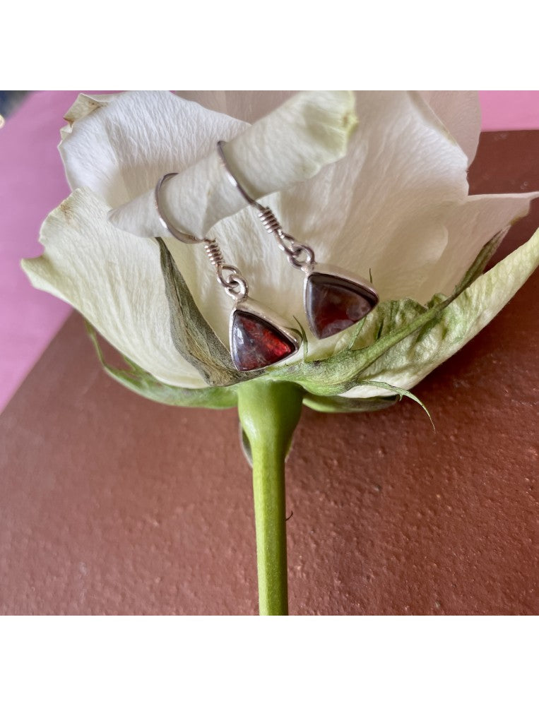 Triangle Ammolite & Silver Earrings