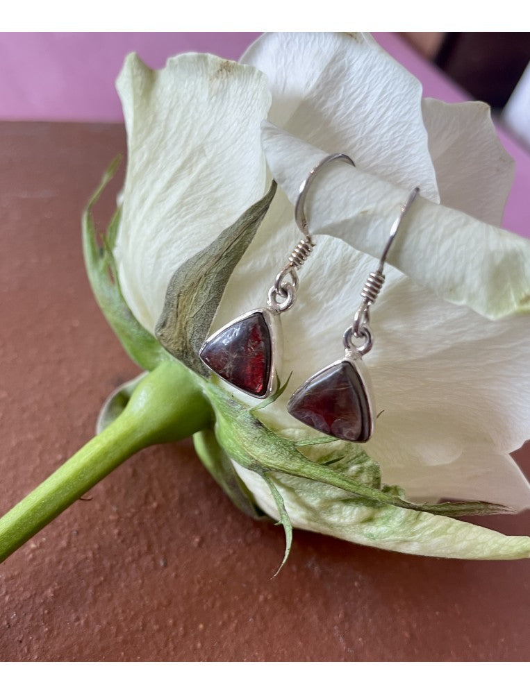 Triangle Ammolite & Silver Earrings